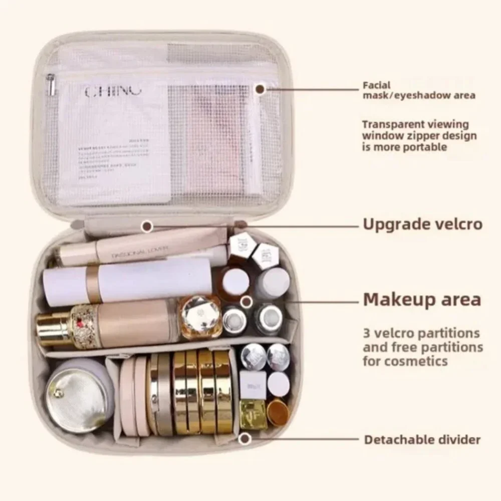 Black Large Capacity Multi-Compartment Travel Toiletry‎ Cosmetic Bag BRAND-NEW - Picture 5 of 8